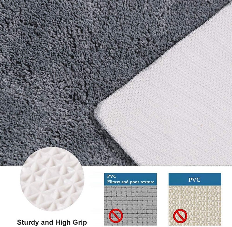 Seavish Shag Bathroom Rug, Non Slip Microfiber Soft Absorbent Shower Mats Washable Bath Rug Runner Floor Door Carpet 2ft Round inches, Luxury White - Image 3